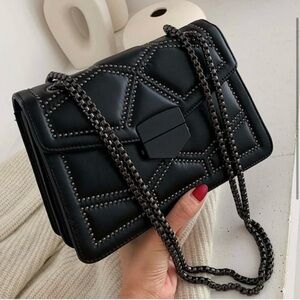 Black Studded Chain Shoulder Bag